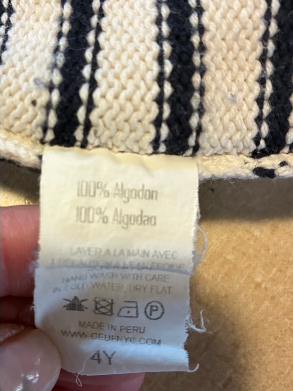 Oeuf Cream and Navy Striped Cotton Knit Shorts - Picture 4 of 4